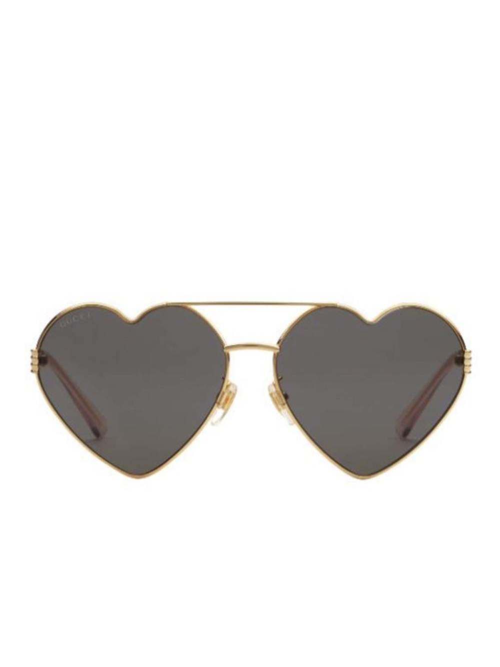 Gucci Gold Frame Heart-Shaped Sunglasses with Gray Lenses